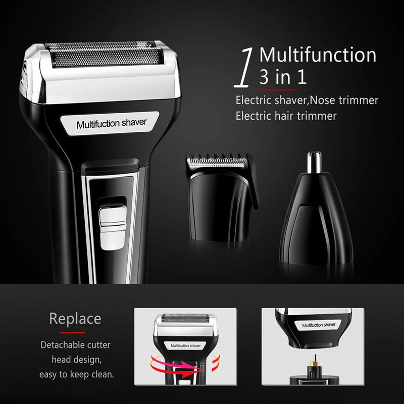 Barbeador elétrico, aparador de barba, barbeador masculino, barbeador elétrico recarregável, aparador de pelos do nariz