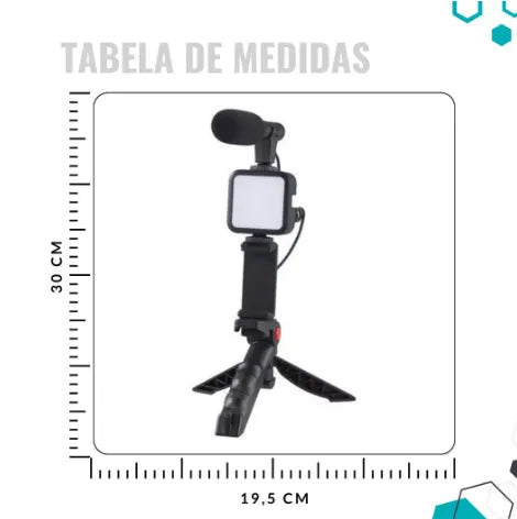 Estabilizador Suporte Celular Câmera Luz Led Tripé Youtuber