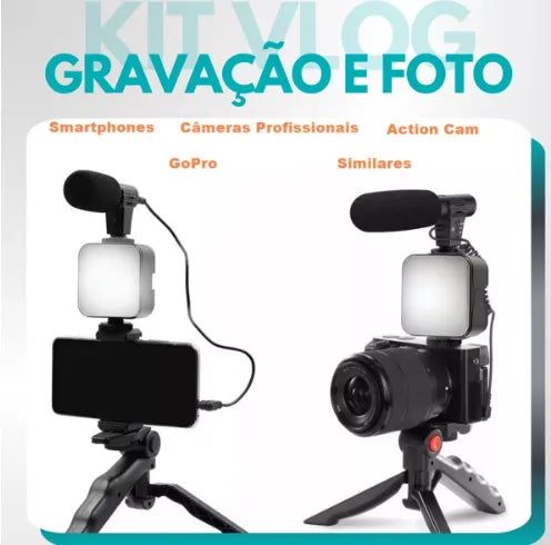 Estabilizador Suporte Celular Câmera Luz Led Tripé Youtuber