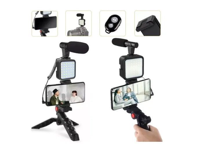 Estabilizador Suporte Celular Câmera Luz Led Tripé Youtuber